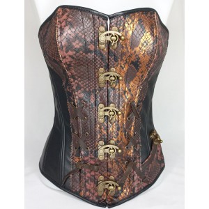 Corset skai serpent ocre et noir 