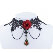 Collier Vintage pierre rouge et rose